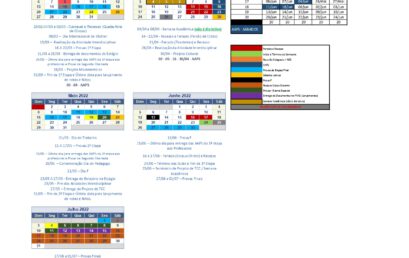 Calendário Acadêmico: Primeiro Semestre 2022