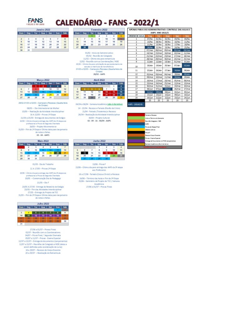 Calendário - FANS-2022/1